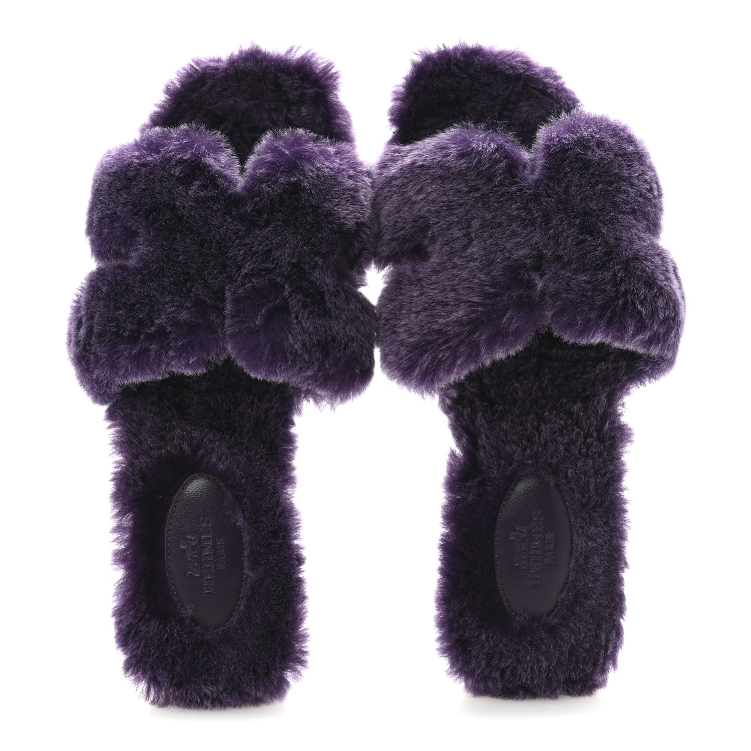 Hermes Woolskin Oran Sandals 38 Violet Fonce 2 of 9