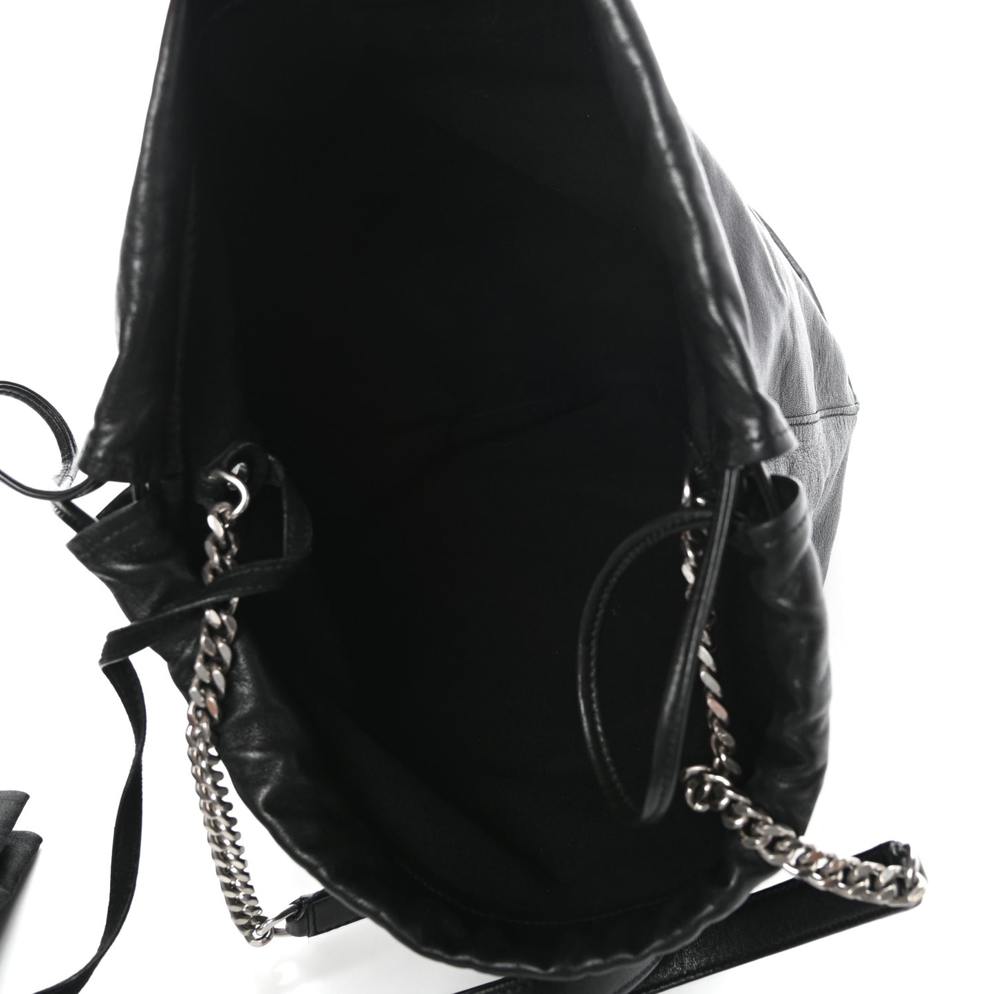 Lambskin Teddy Drawstring Bag Black