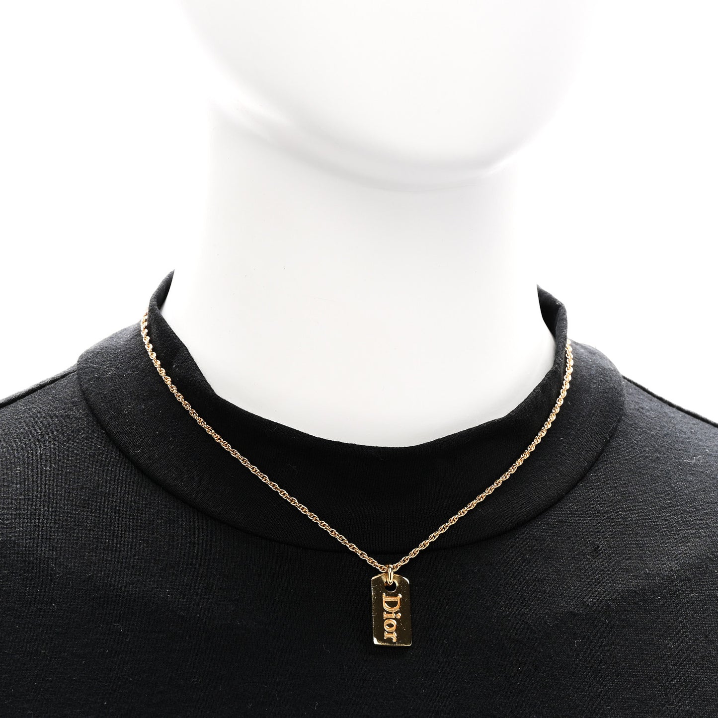 Logo Tag Choker Necklace Gold