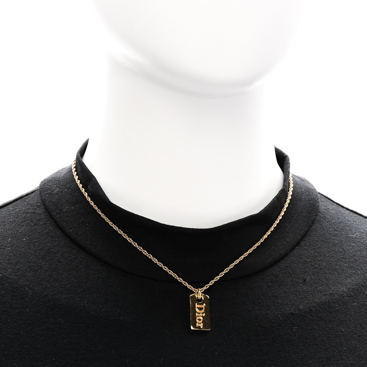 Christian Dior Logo Tag Choker Necklace Gold 2 of 6
