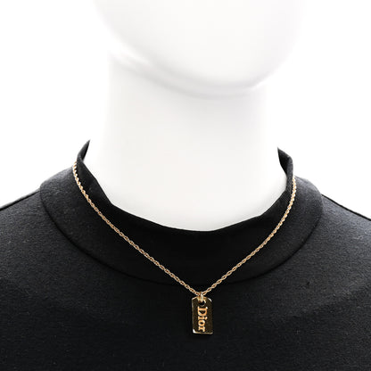 Christian Dior Logo Tag Choker Necklace Gold 2 of 6