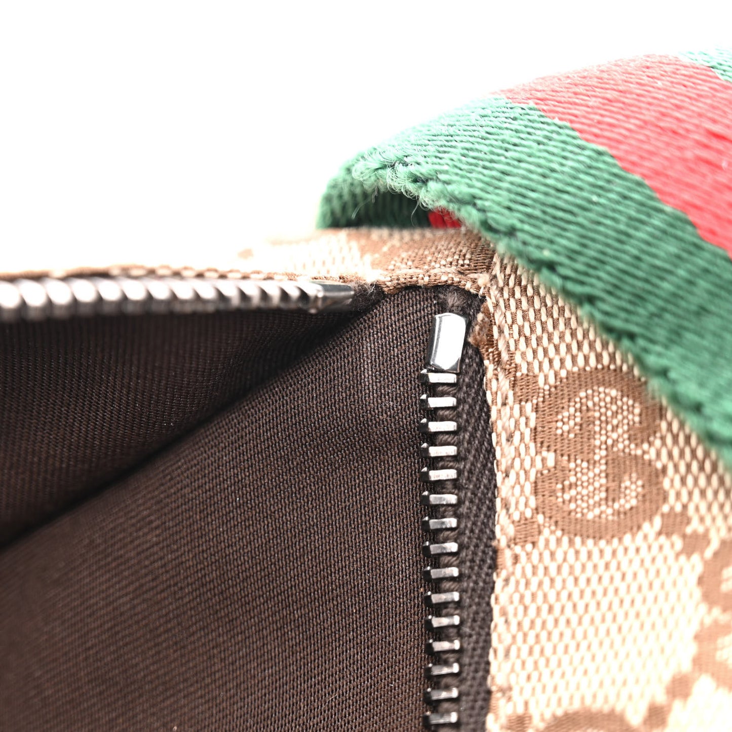 GG Monogram Web Double Pocket Belt Bag Dark Brown