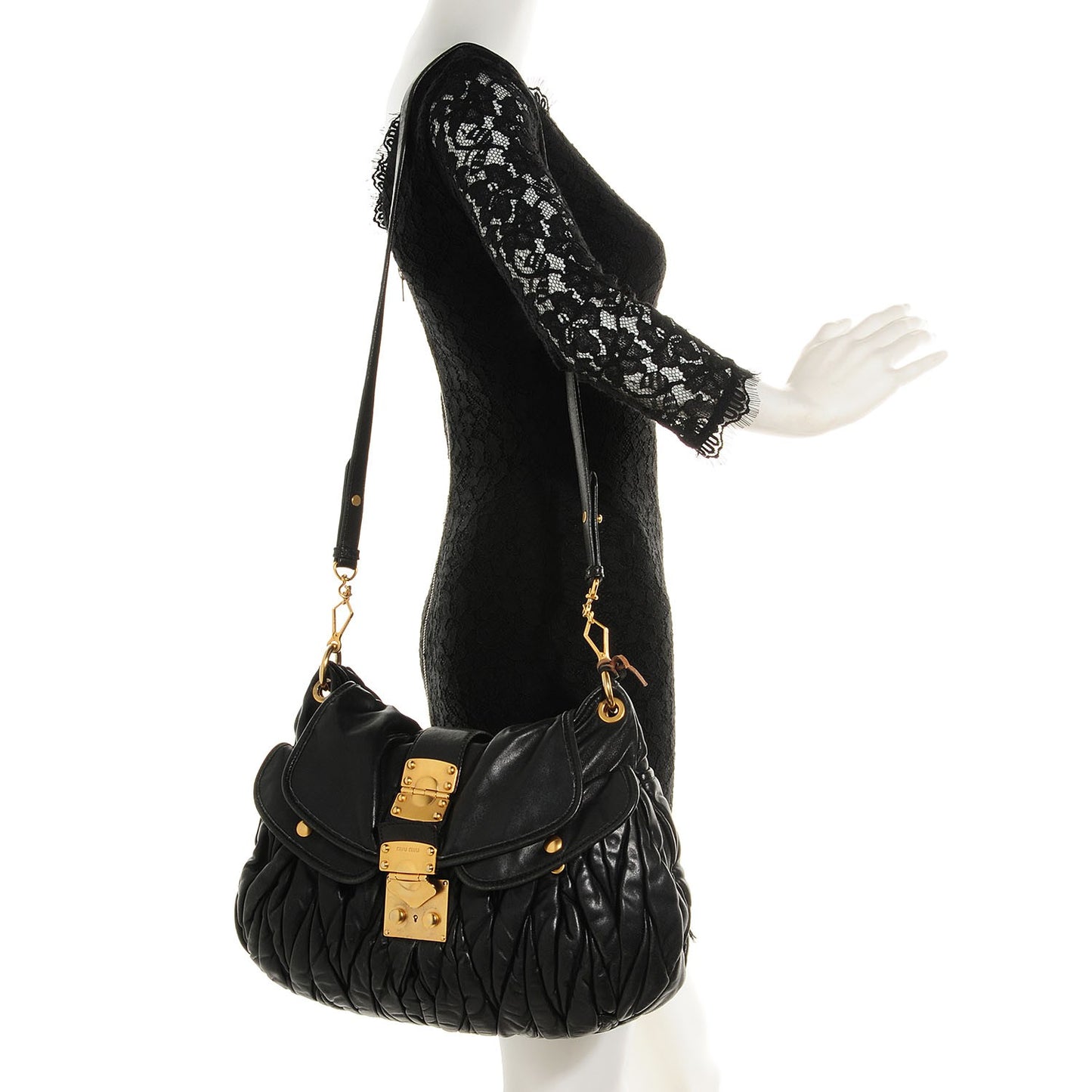 Nappa Matelasse Coffer Hobo Black