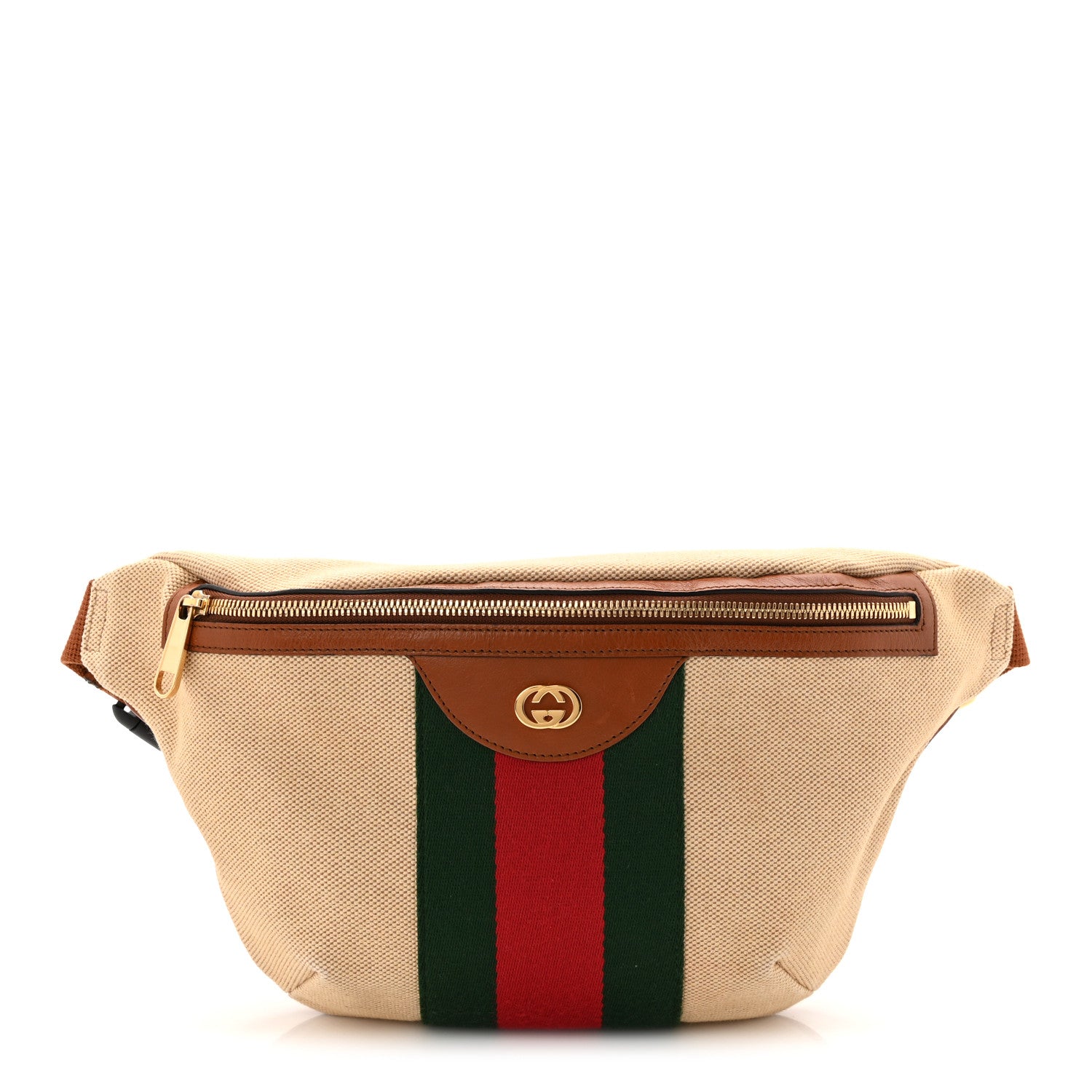 Gucci Vintage Canvas Web Belt Bag Sand Cuir 1 of 9