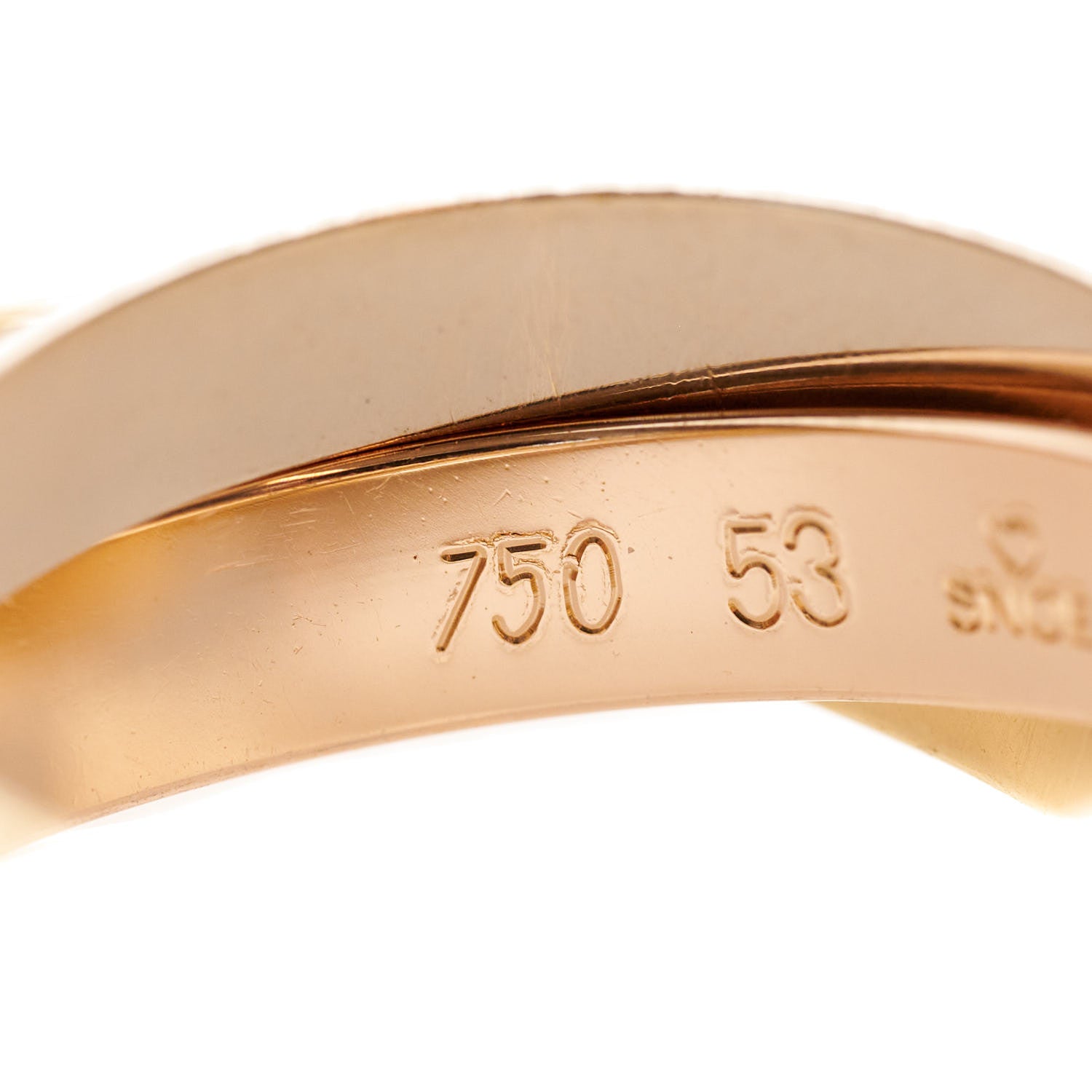 Cartier 18K Pink Yellow White Gold Classic Les Must De Cartier Trinity Ring 53 6.25 8 of 11