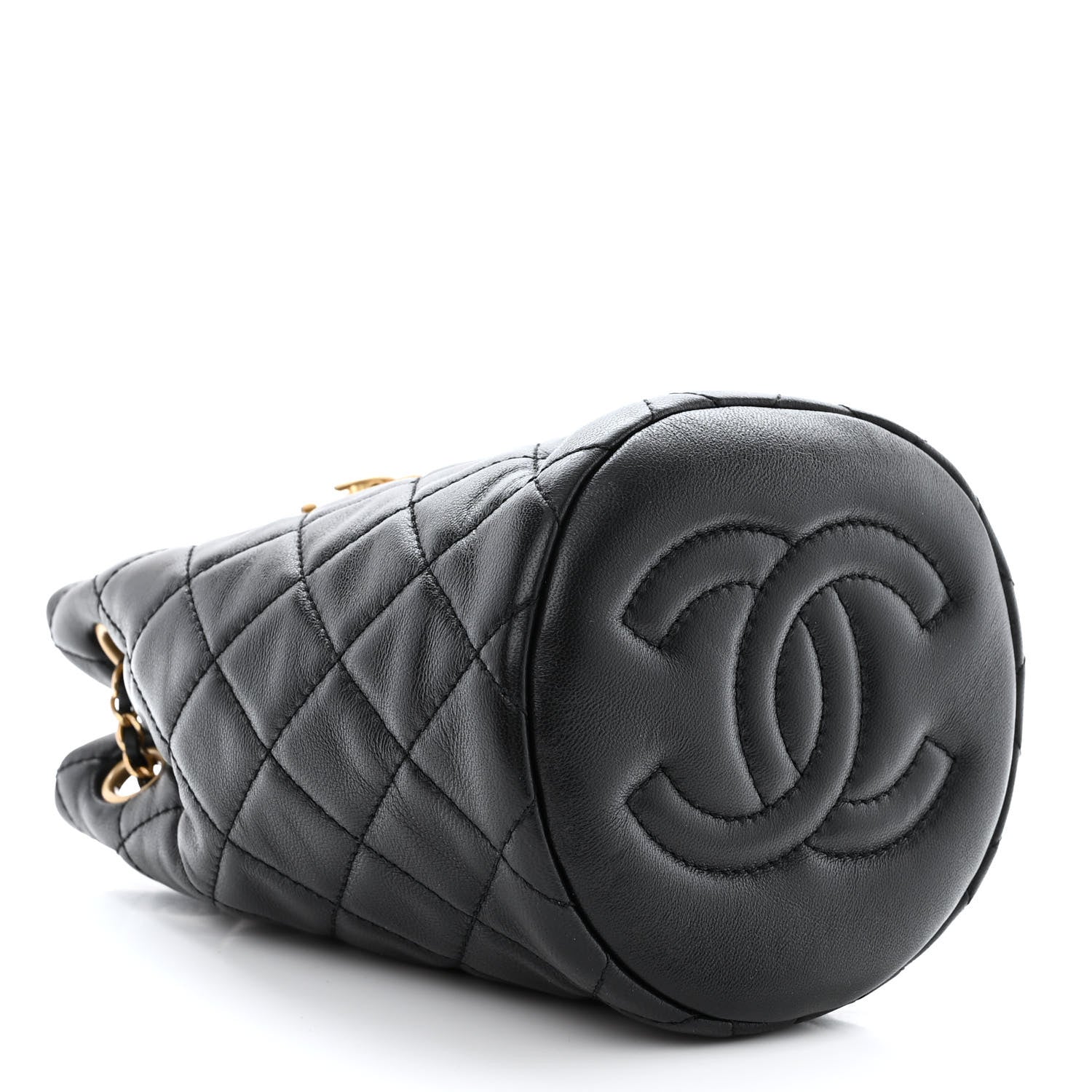 Chanel Lambskin Quilted Pearl Crush Drawstring Bag Black 4 of 11