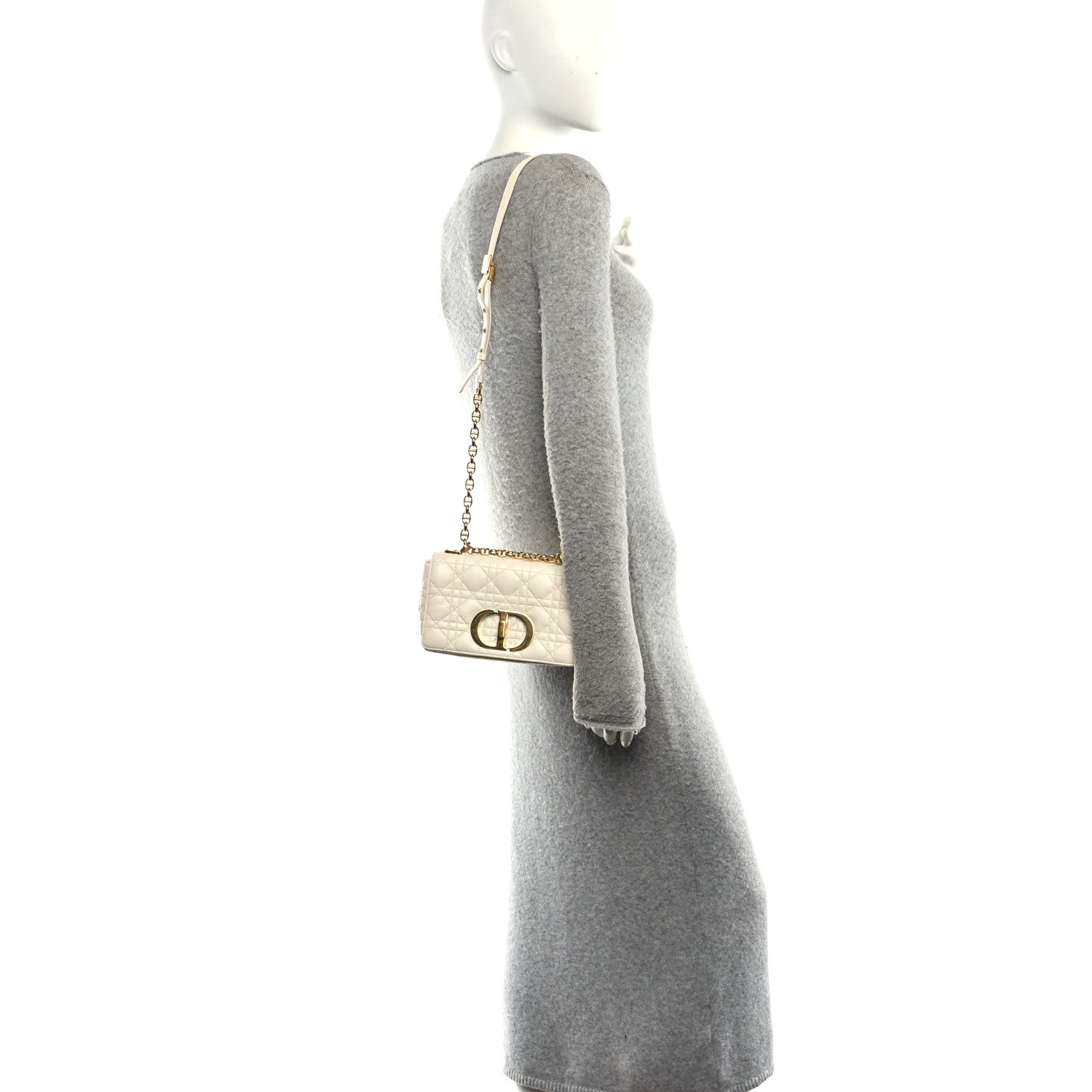 Christian Dior Grained Calfskin Cannage Small Caro Bag White 2 of 10