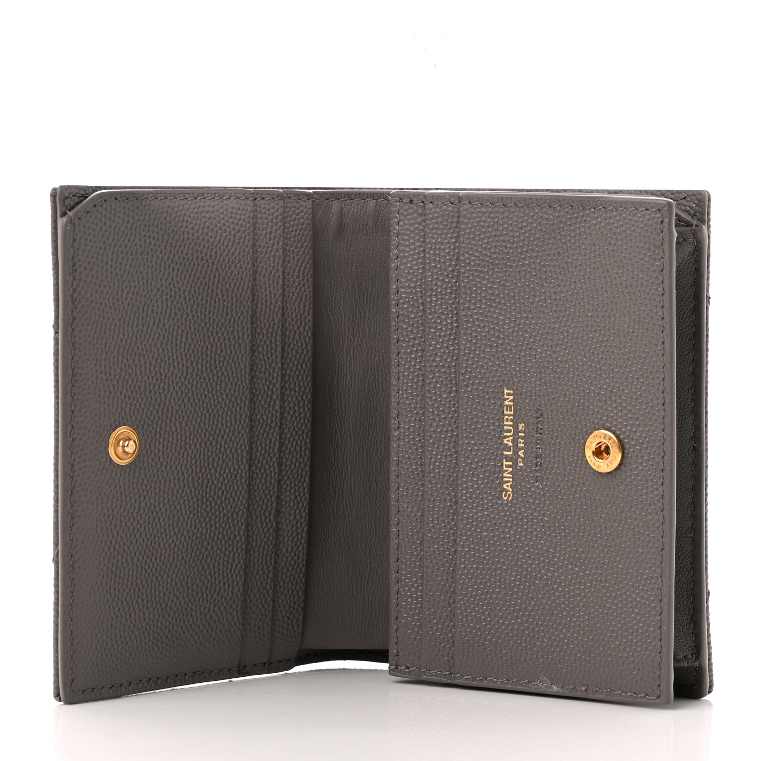 Saint Laurent Grain De Poudre Matelasse Chevron Monogram Flap Card Case Storm 5 of 6