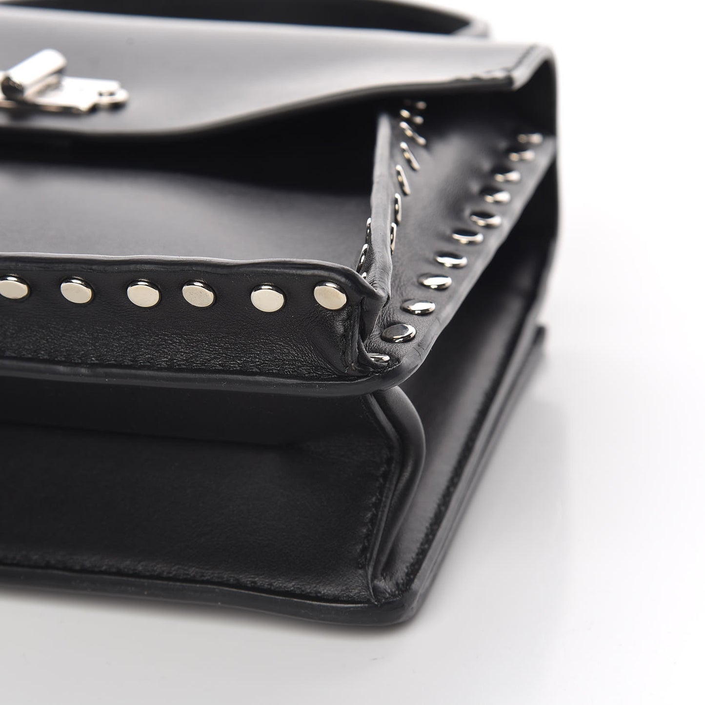 Calfskin Small Studded Hava Top Handle Bag Black