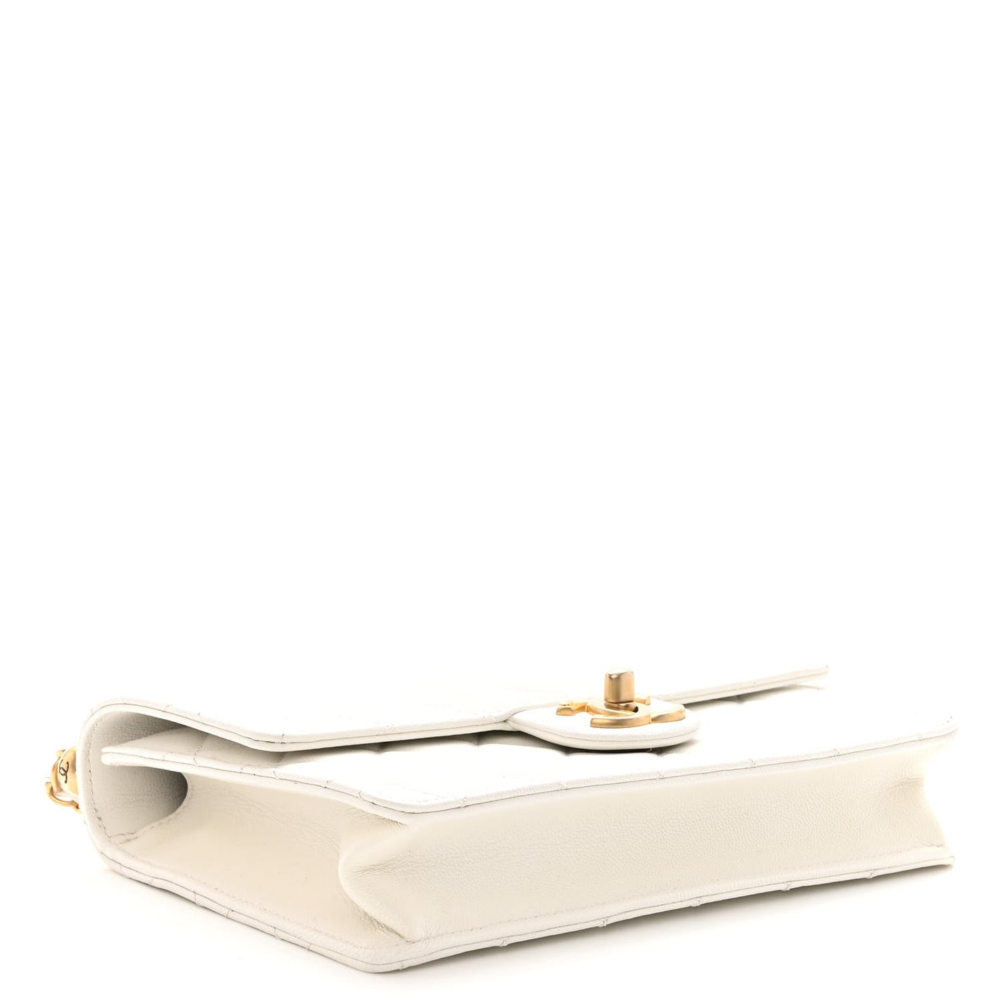 Lambskin Quilted Small Chic Pearls Flap White