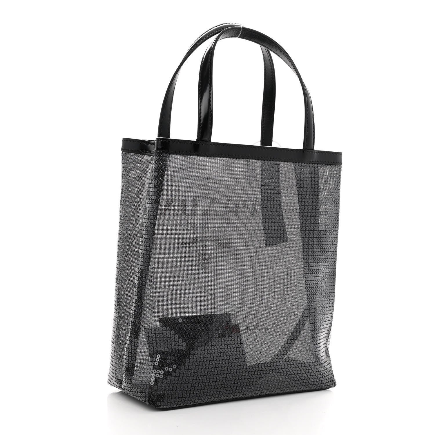 Prada Sequin Mesh Small Tote Bag Black 4 of 12