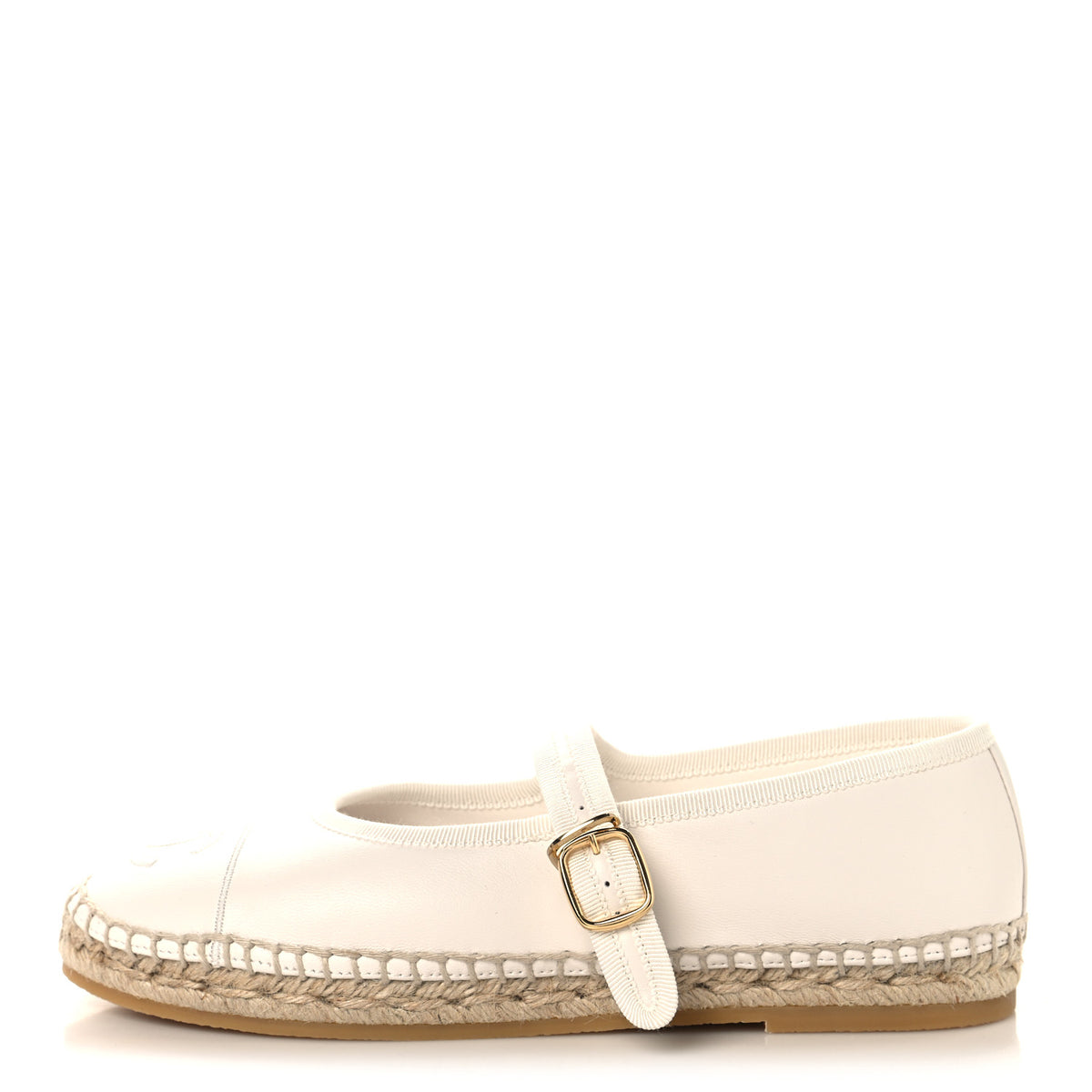 Lambskin Mary Jane Espadrilles 38 White