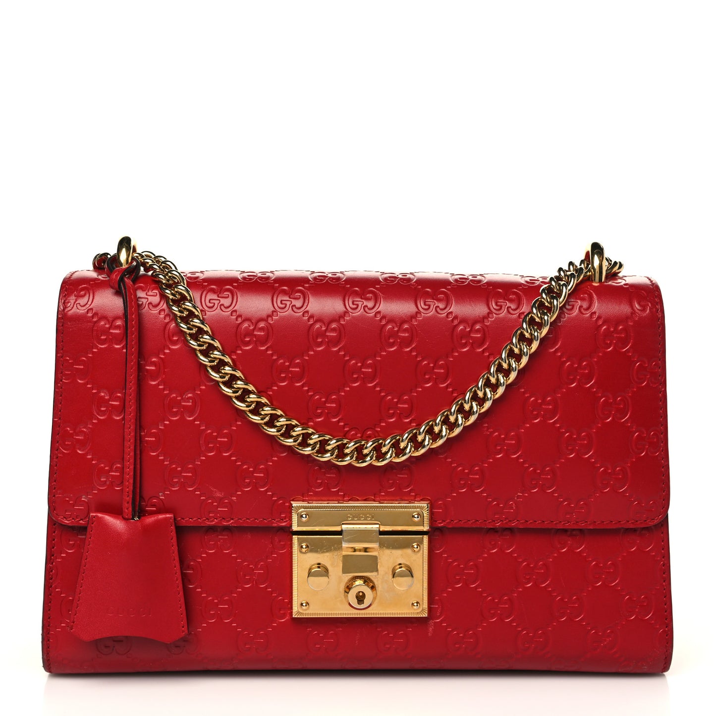 Guccissima Medium Padlock Shoulder Bag Hibiscus Red