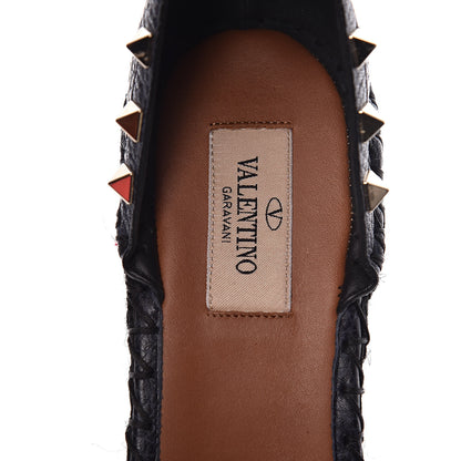 Valentino Garavani Grained Calfskin Rockstud Ankle Wrap Espadrille 15/85mm Wedges 41 Deep Denim 7 of 10