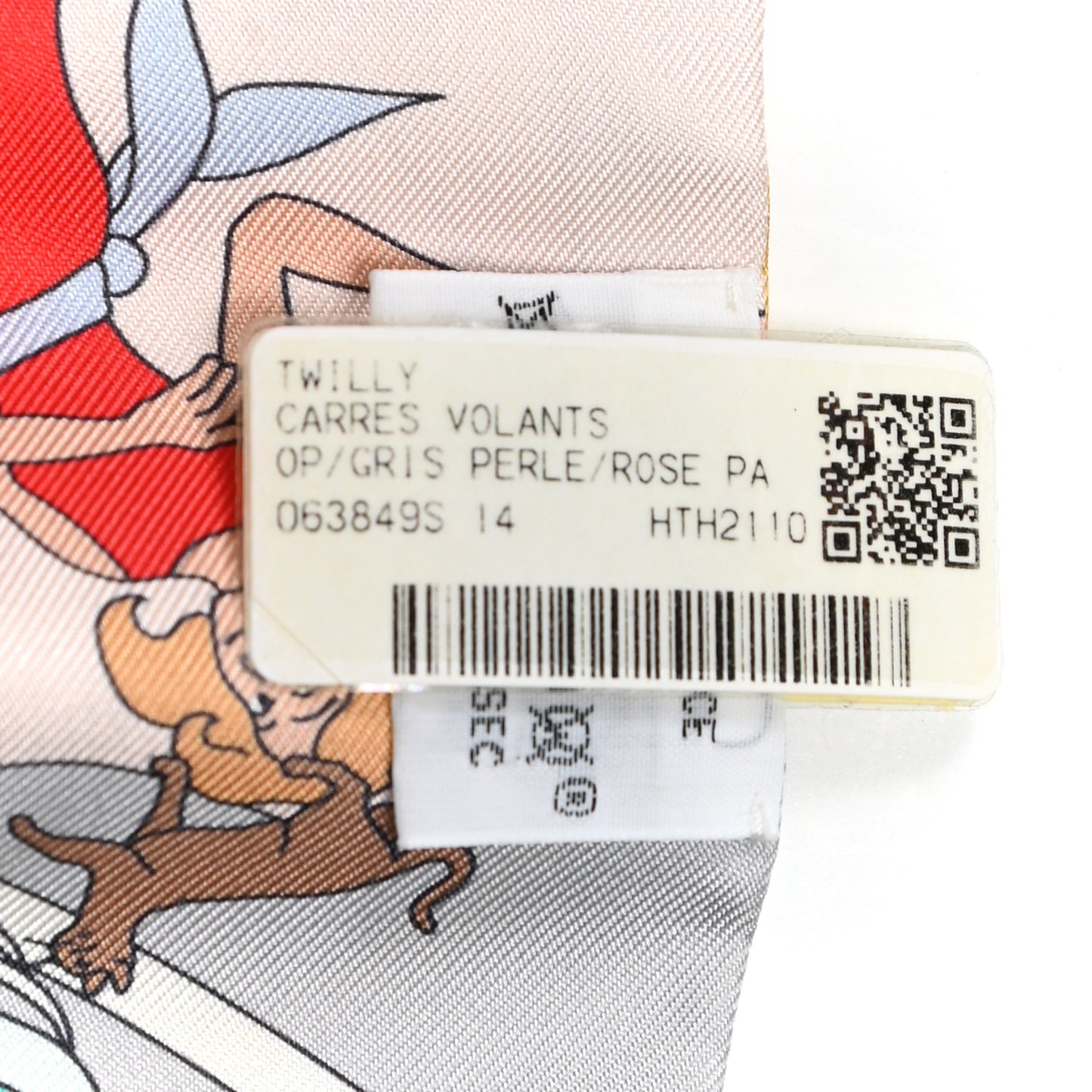 Silk Carres Volants Twilly Grenadine Gris Perle Rose Pale