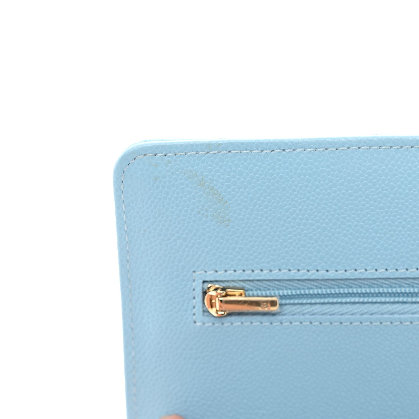 Caviar Quilted Wallet on Chain WOC Blue