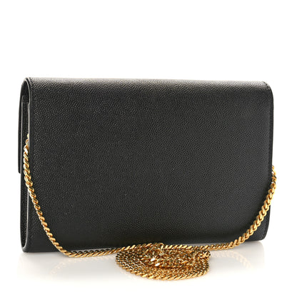 Saint Laurent Grain De Poudre Monogram Uptown Chain Wallet Black 4 of 9