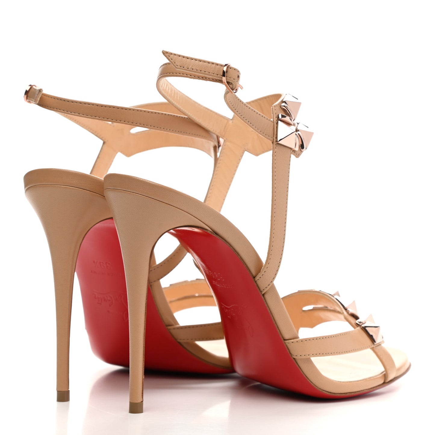 Calfskin Studded Galerietta 100 Sandals 39.5 Neutral