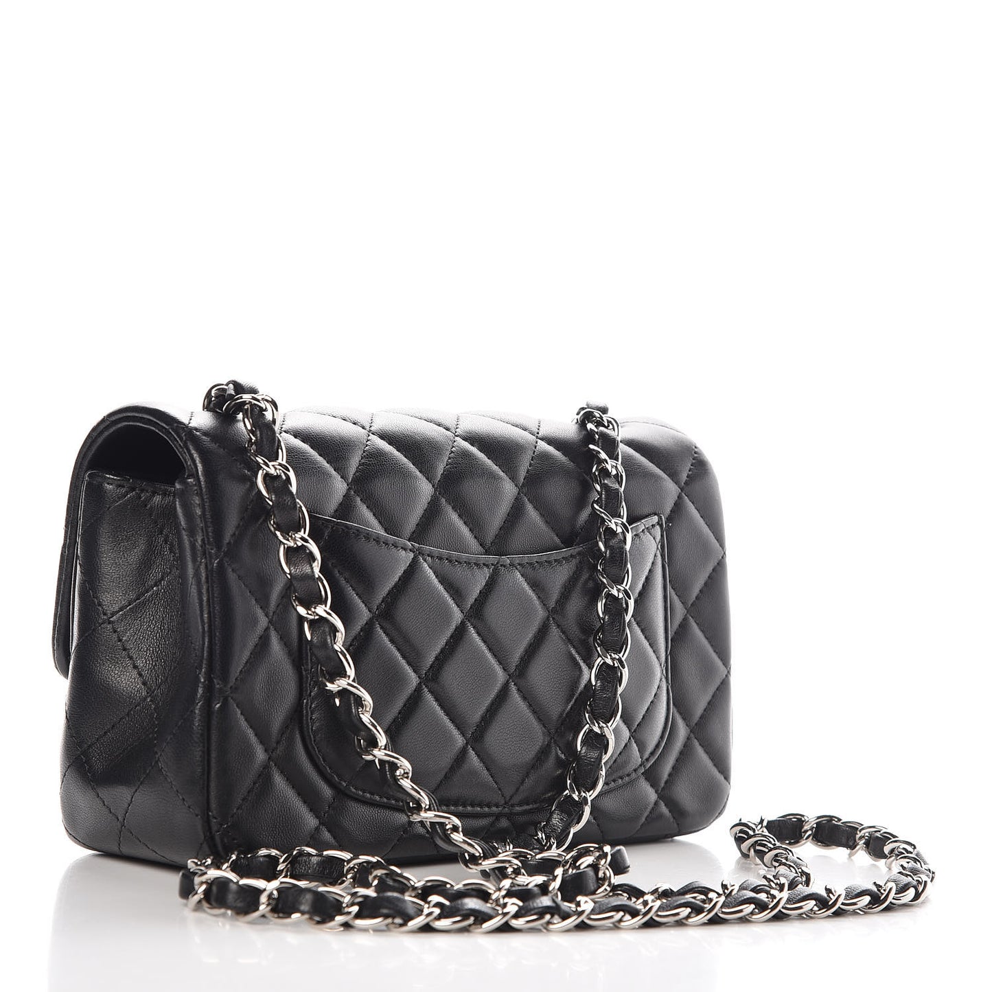 Lambskin Quilted Mini Rectangular Flap Black