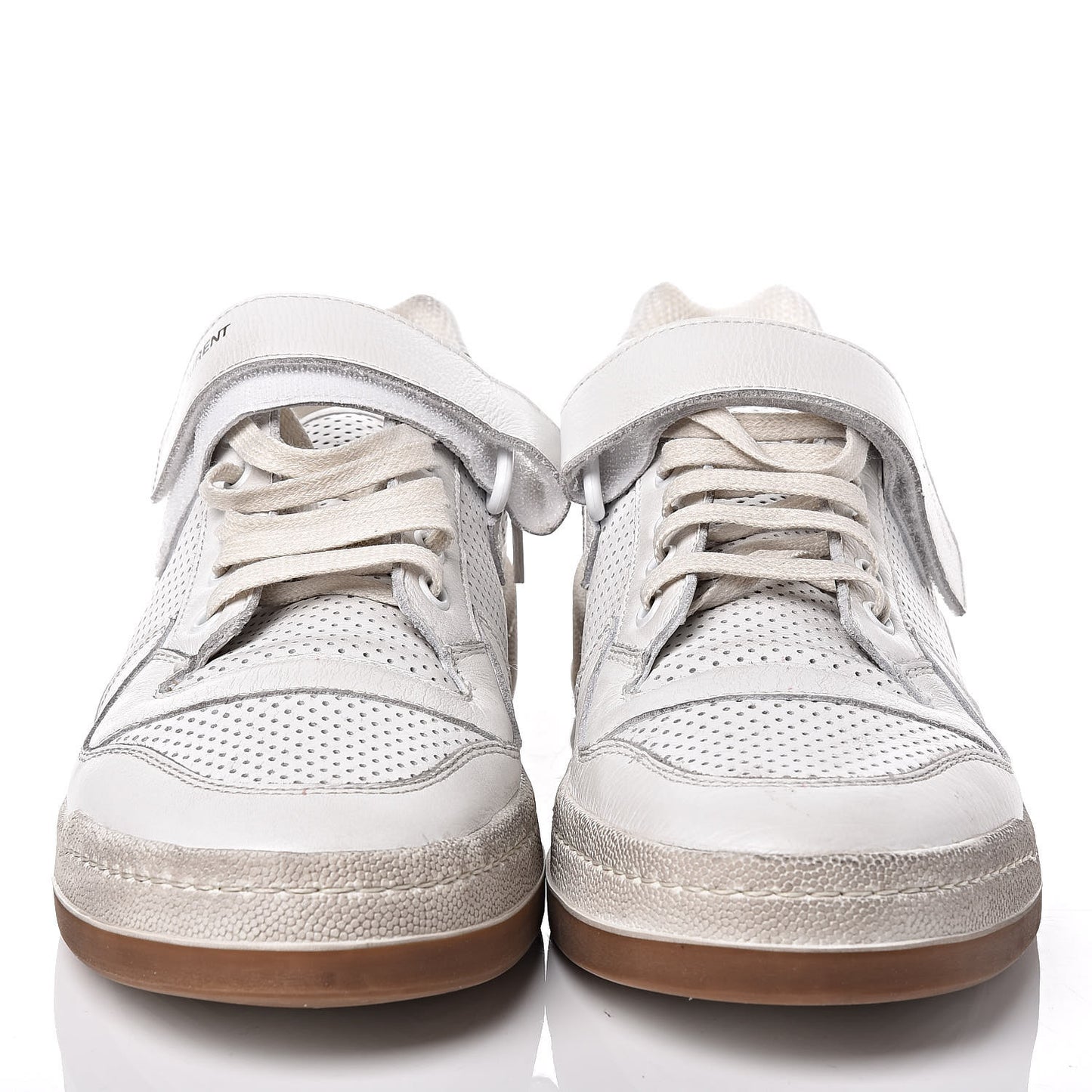 Perforated Calfskin Mens Jeddo Sneakers 43 White