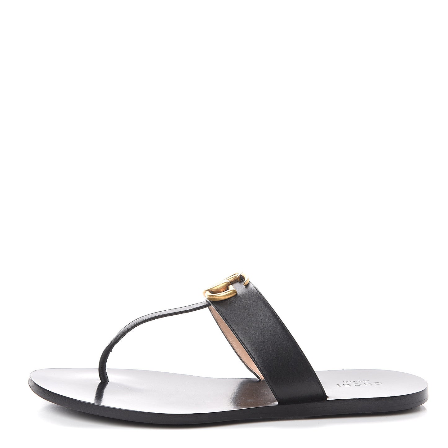 Calfskin GG Marmont Thong Sandals 38.5 Black