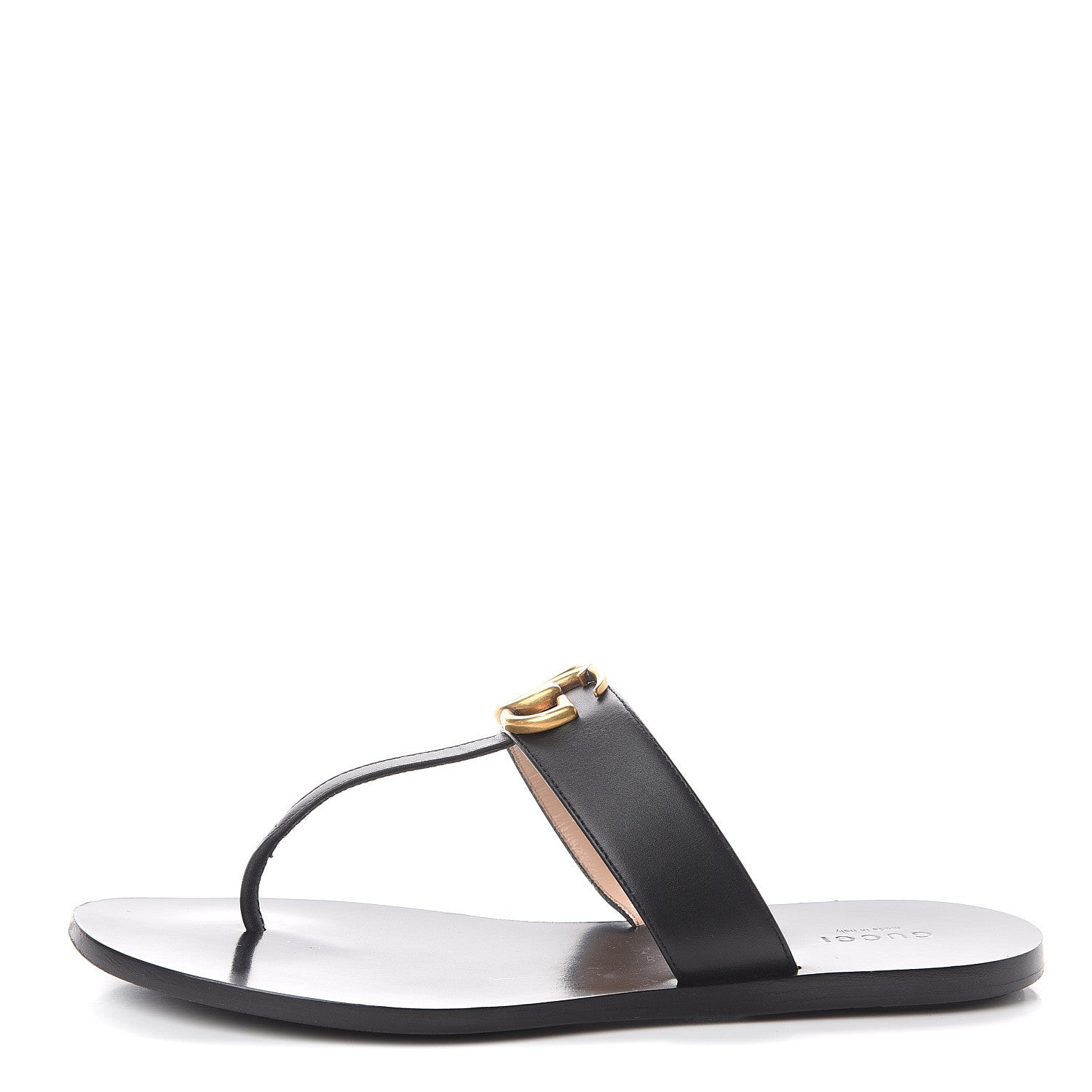 Gucci Calfskin GG Marmont Thong Sandals 38.5 Black 1 of 7