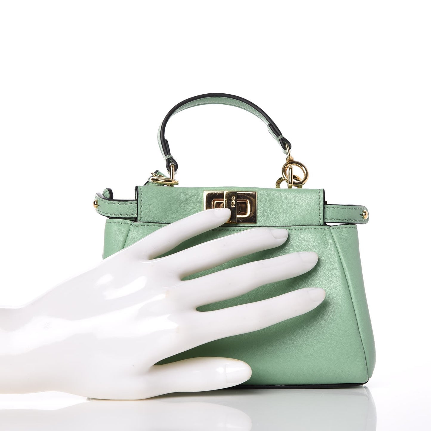 Shiny Nappa Micro Peekaboo Iconic Satchel Verde Acqua