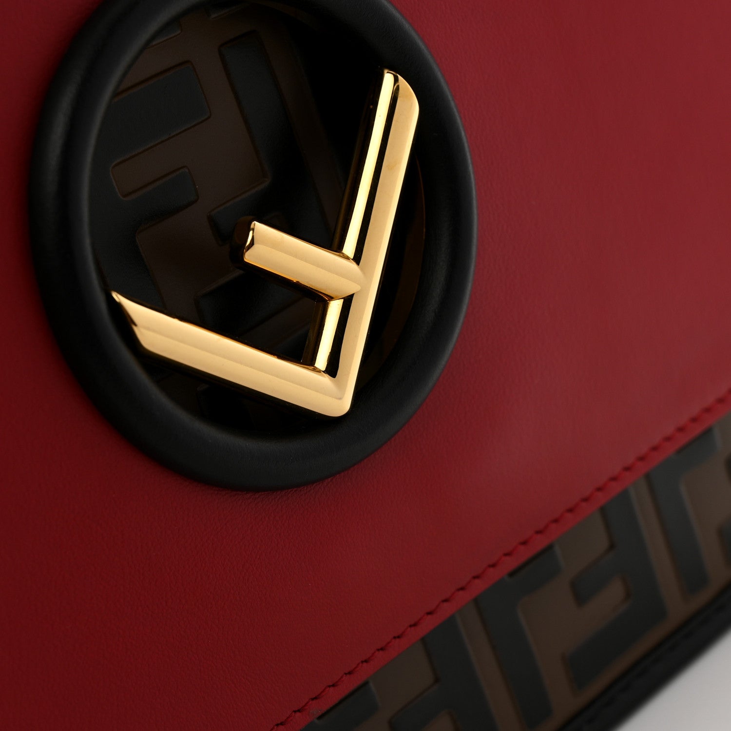Fendi Vitello Century F is Fendi Bi-Color FF 1974 Embossed Kan I Shoulder Bag Fragola Maya Black 13 of 14