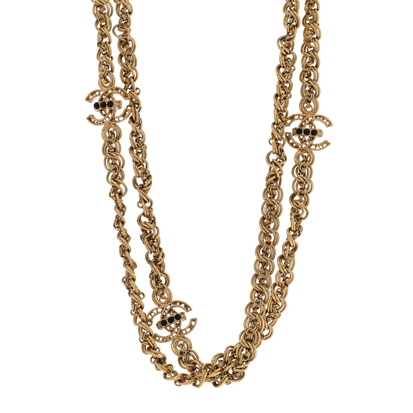 CC Long Necklace Black Gold