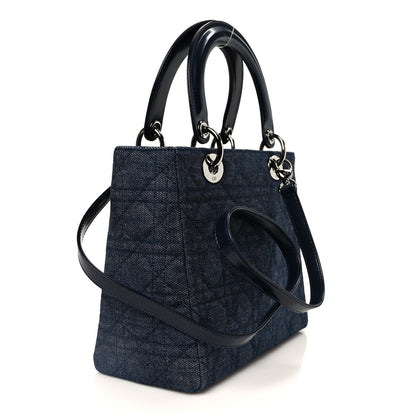 Christian Dior Denim Cannage Medium Lady Dior Blue Black 3 of 10