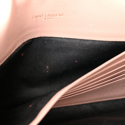 Saint Laurent Grain De Poudre Matelasse Chevron Monogram Chain Wallet Pale Pink 17 of 18