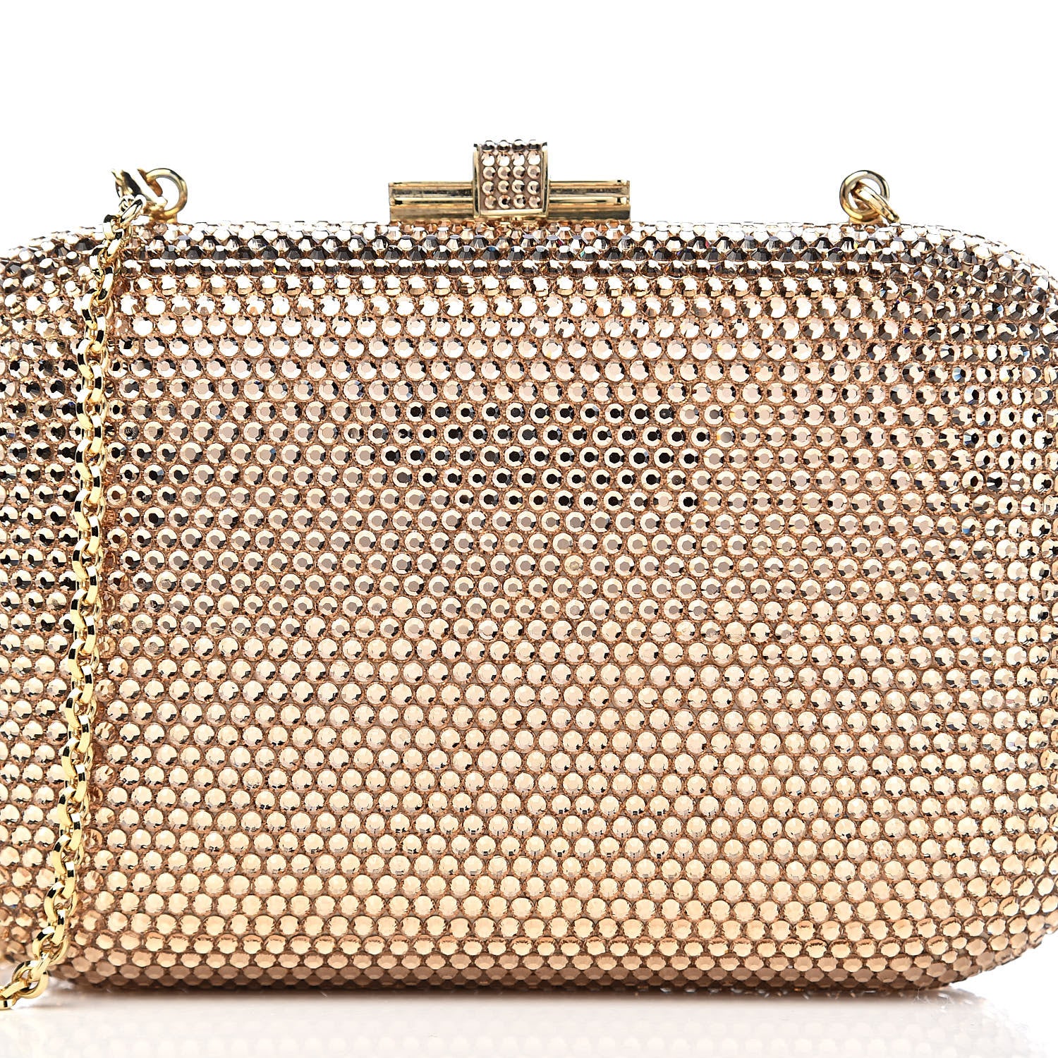 Judith Leiber Swarovski Crystal Minaudiere Clutch Gold 9 of 9