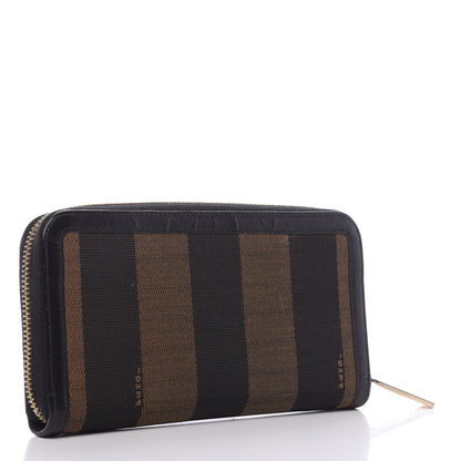 Fendi Pequin Cuoio Vegetale Zip Around Wallet Tobacco Black 3 of 10