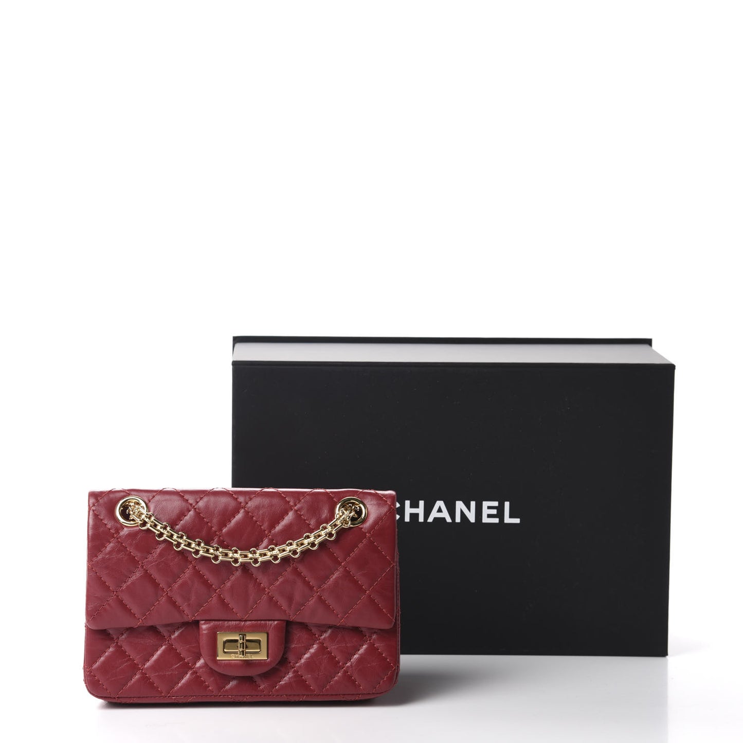 Aged Calfskin Quilted 2.55 Reissue Mini Flap Red