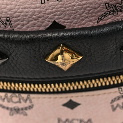 MCM Visetos Studded Dual Stark Backpack Chalk Pink Black 12 of 12