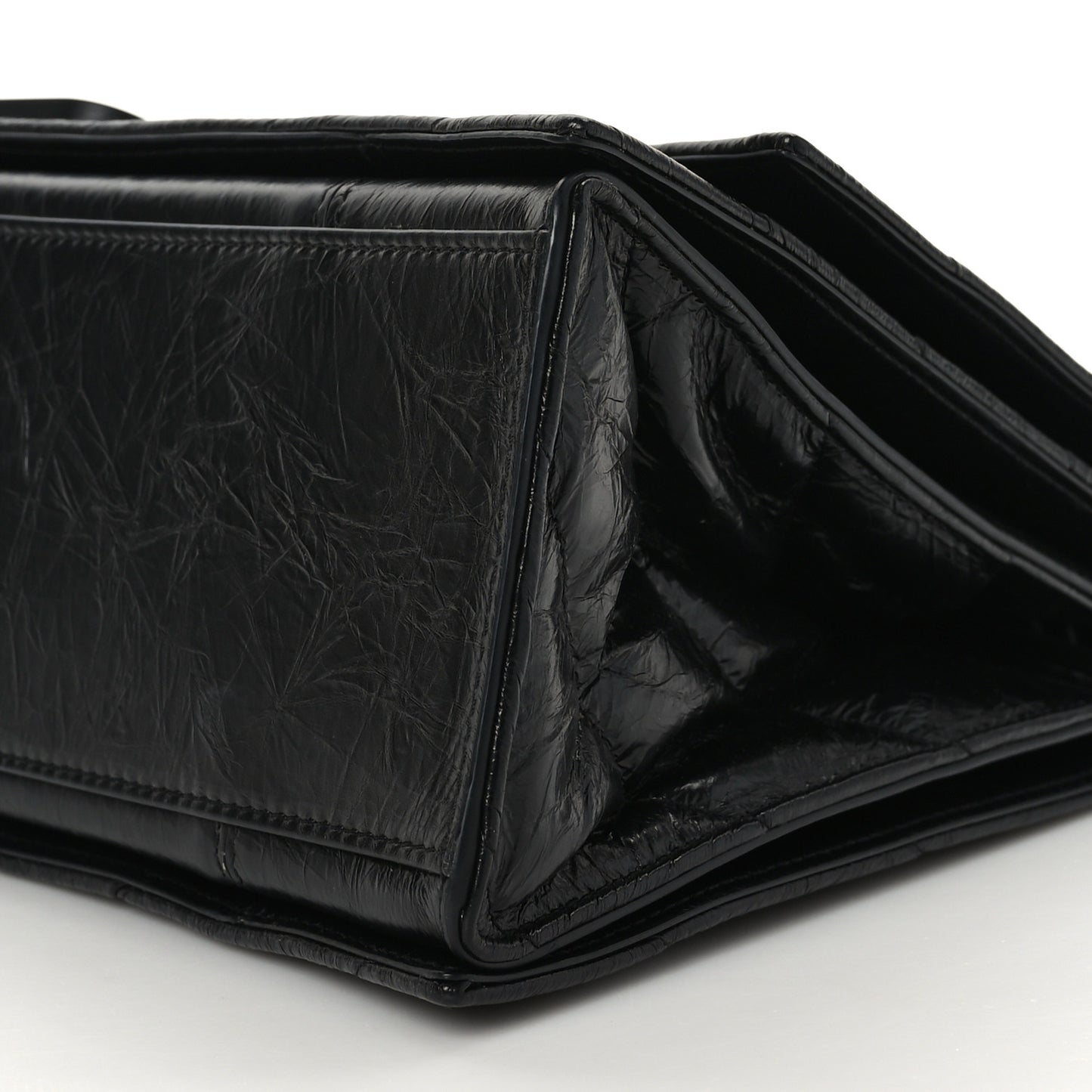 Crushed Calfskin Quilted Matte Black Hardware Medium Crush Chain Bag Black