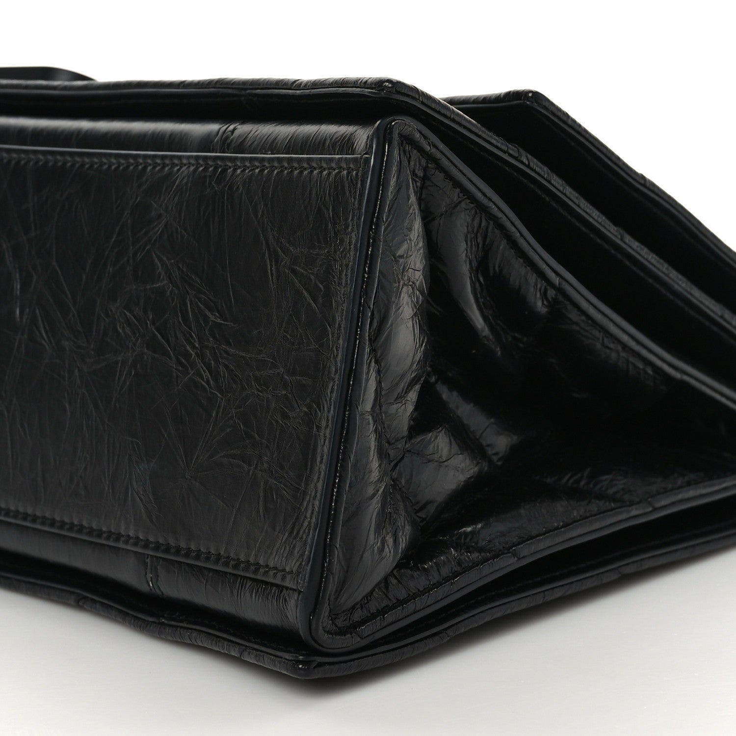Balenciaga Crushed Calfskin Quilted Matte Black Hardware Medium Crush Chain Bag Black 9 of 9