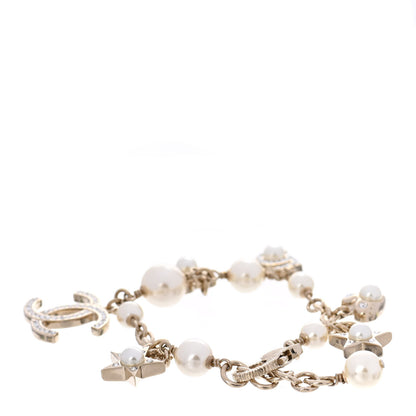 Chanel Crystal Pearl CC Charming Bracelet Gold 3 of 4