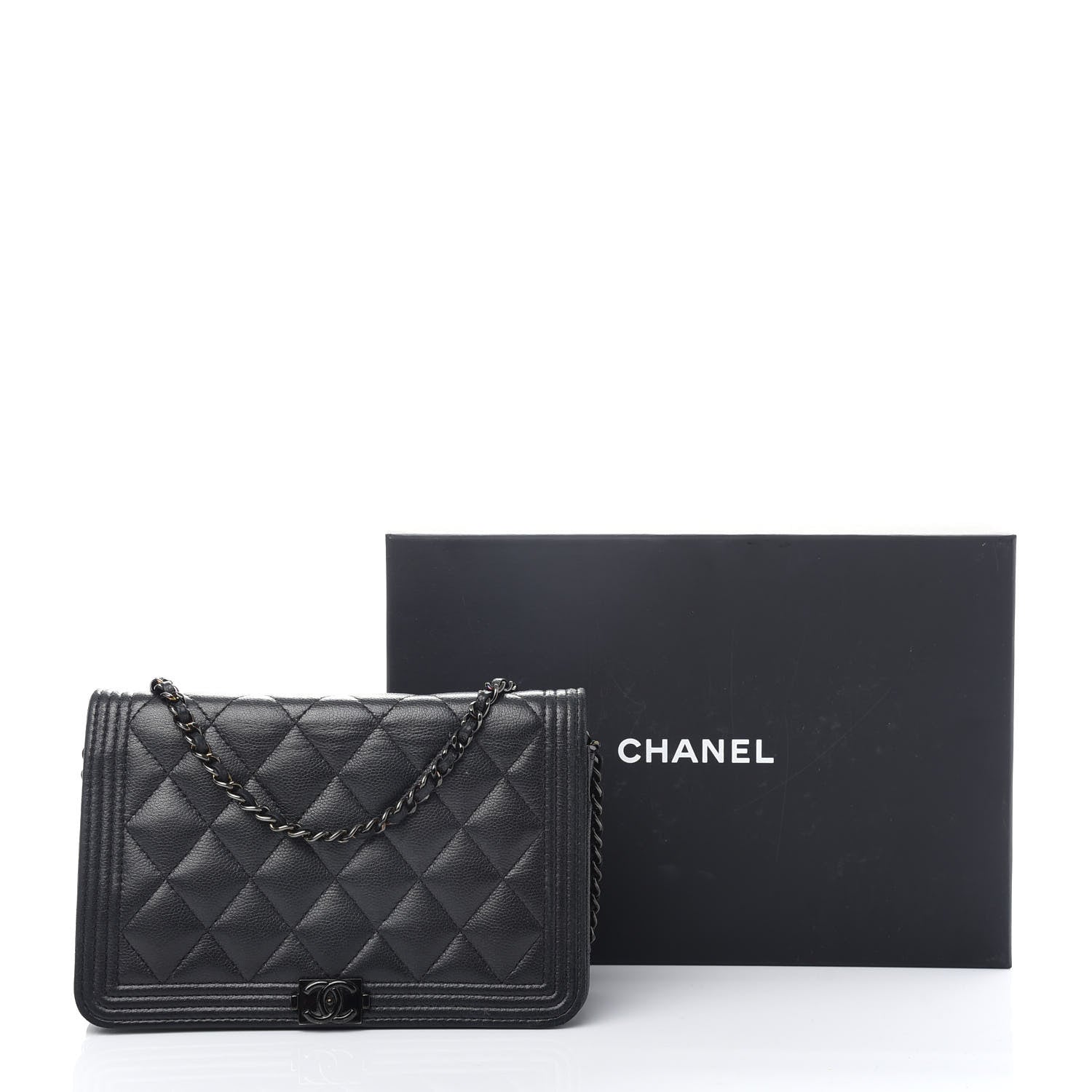 Chanel Caviar Quilted Boy Wallet On Chain WOC So Black 11 of 11