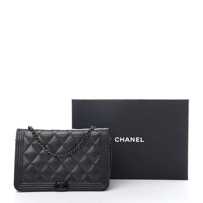 Chanel Caviar Quilted Boy Wallet On Chain WOC So Black 11 of 11