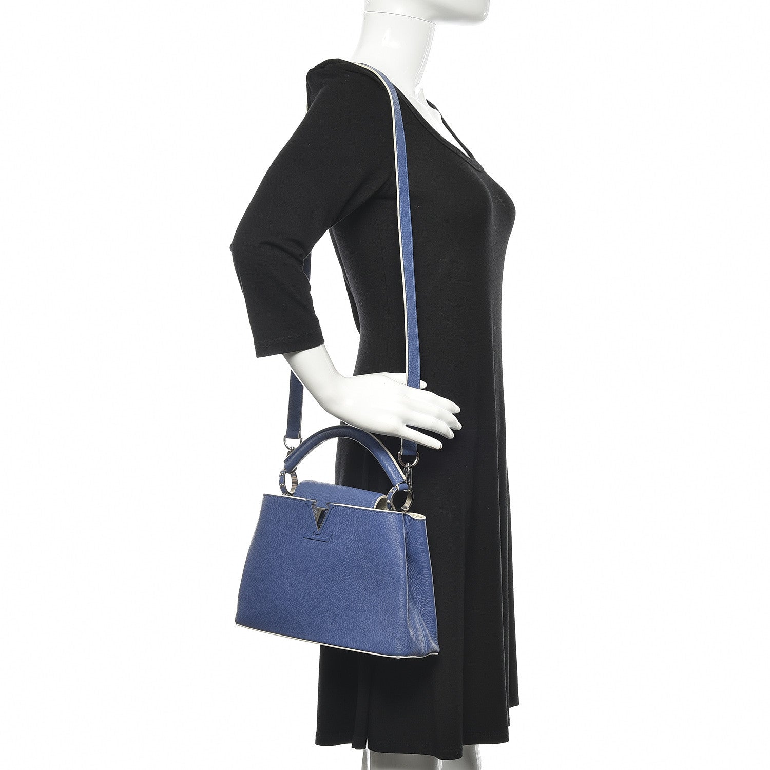 Louis Vuitton Taurillon Capucines BB Blue 2 of 8