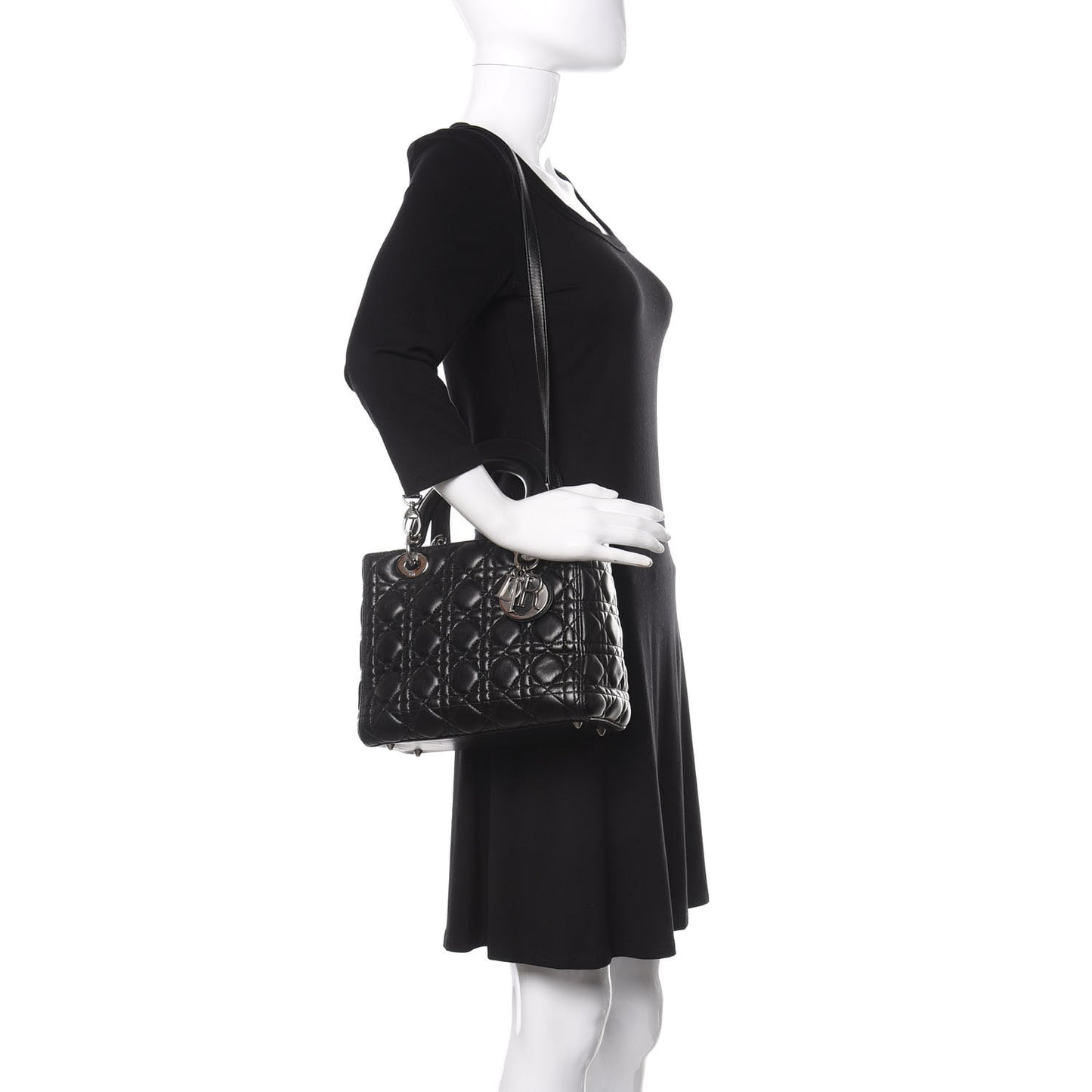 Lambskin Cannage Medium Lady Dior Black
