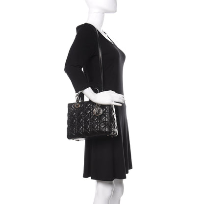 Christian Dior Lambskin Cannage Medium Lady Dior Black 2 of 10