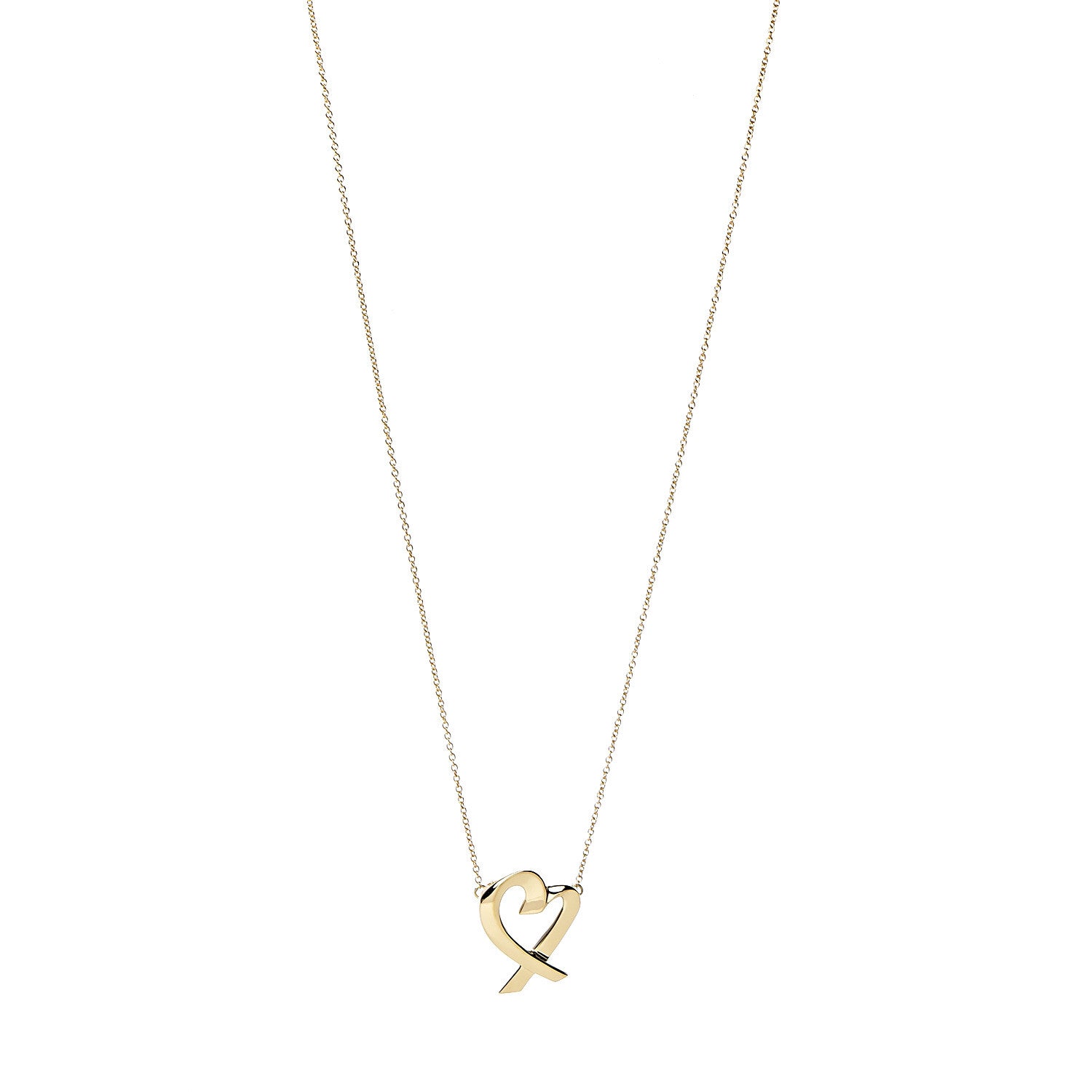 Tiffany 18K Yellow Gold Small Paloma Picasso Loving Heart Pendant Necklace 1 of 7