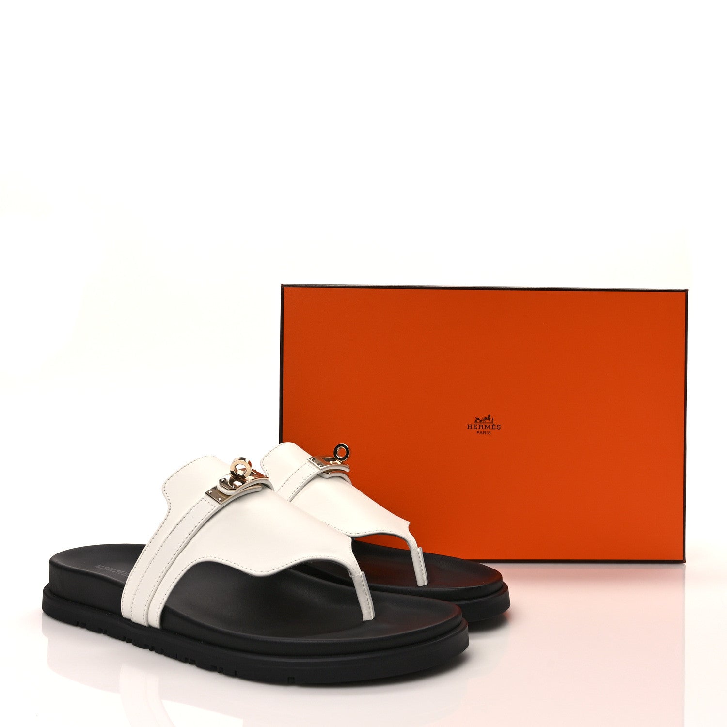 Hermes Calfskin Womens Empire Sandals 39 White 8 of 8