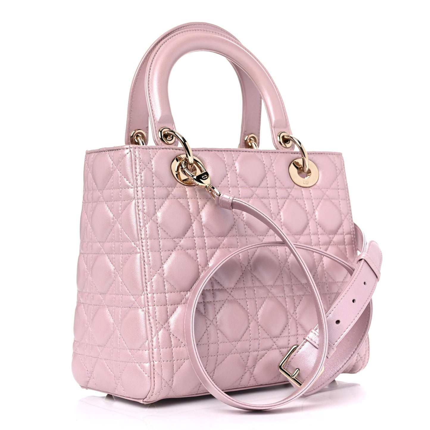 Pearly Lambskin Cannage Medium Lady Dior Lotus