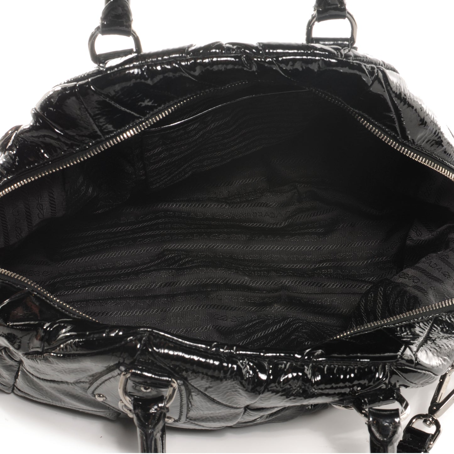 Vernice Chevron Dome Satchel Black