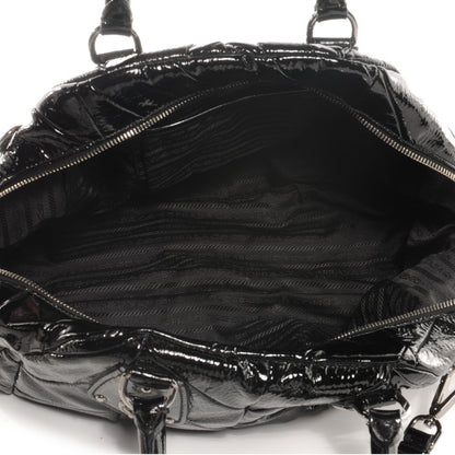 Prada Vernice Chevron Dome Satchel Black 5 of 8
