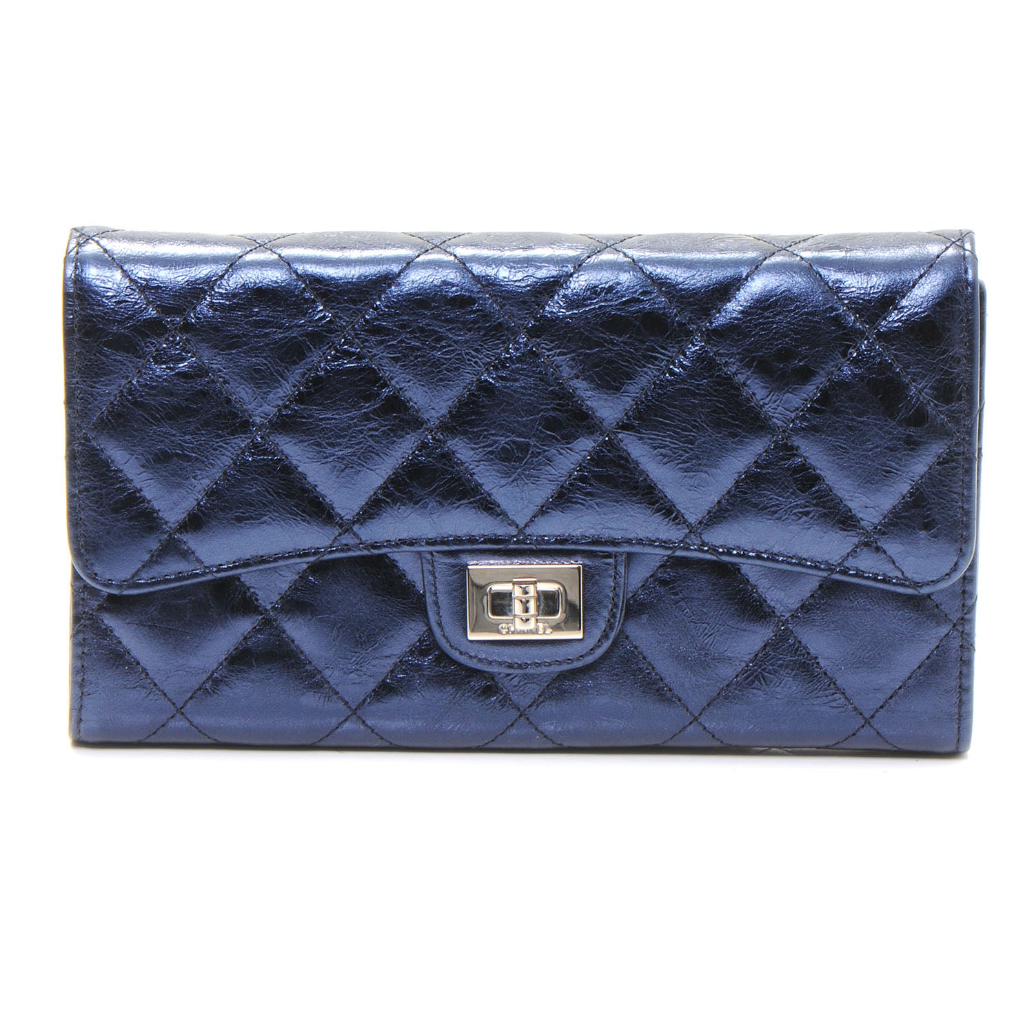 Chanel Lambskin Timeless Reissue Wallet Metallic Blue 1 of 6