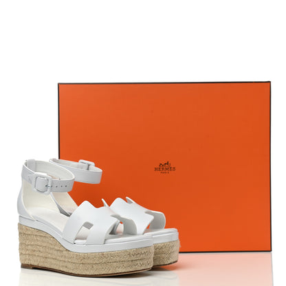 Hermes Goatskin Elda Espadrille Wedge Sandals 36 White 9 of 9